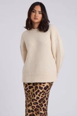 Cream Wool Blend Crew Neck Jumper