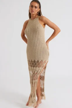 Crochet Tassel Knit Midaxi Dress