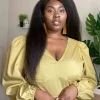 Curve Olive Puff Sleeve Peplum Top