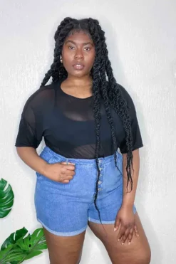 Curve Virgo Button Front Short Mid Wash