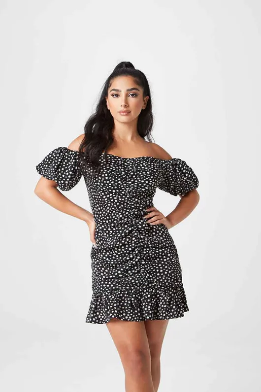 Dannika Spot Ruche Front Dress