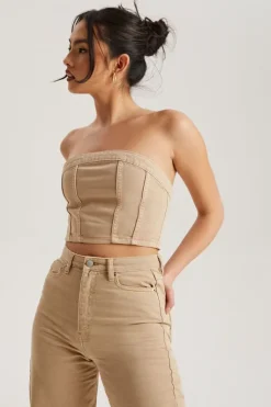 Denim Beige Crop Top