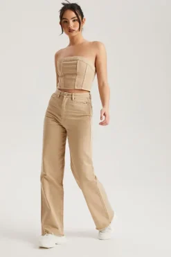 Denim Beige Crop Top