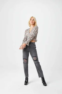 Elliott Black Ripped Mom Jeans