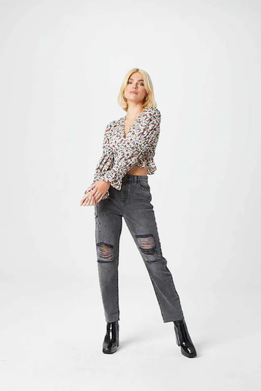 Elliott Black Ripped Mom Jeans