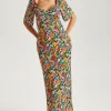 Floral Angel Sleeve Maxi Dress