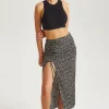 Floral Ruched Side Midi Skirt