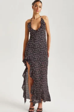 Floral Ruffle Strappy Maxi Dress