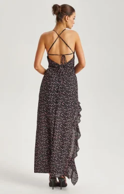 Floral Ruffle Strappy Maxi Dress