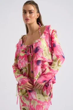 Floral Tie Front Top