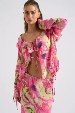 Floral Tie Front Top