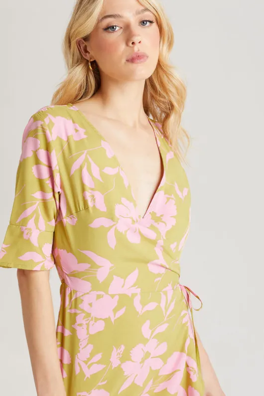 Floral Wrap Mini Dress