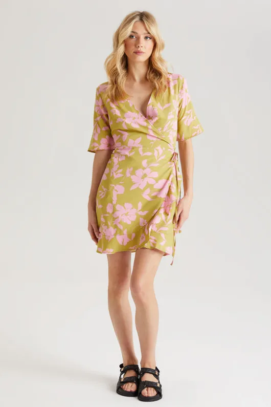 Floral Wrap Mini Dress