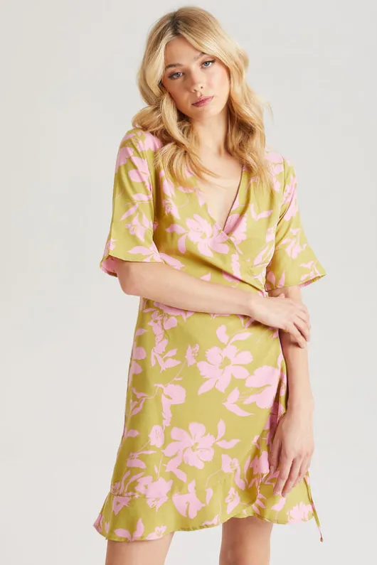 Floral Wrap Mini Dress