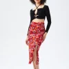 Fuschia Gathered Detail Midi Skirt
