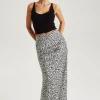 Geometric Satin Maxi Skirt