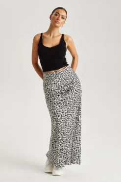 Geometric Satin Maxi Skirt