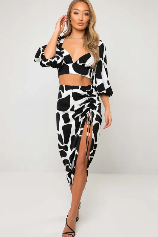 Giselle Black Giraffe Animal Print Crop Top
