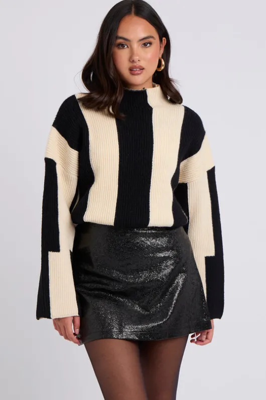 Glitter PU Mini Skirt