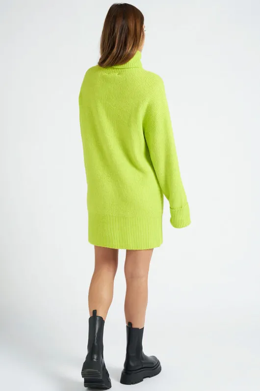 Green Mini Roll Neck Dress