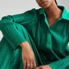 Green Plisse Oversized Shirt