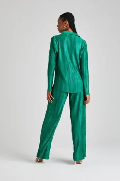 Green Plisse Oversized Shirt