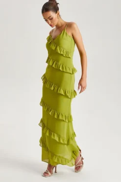 Green Ruffle Maxi Dress