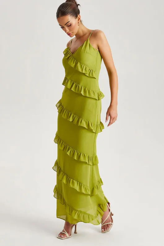 Green Ruffle Maxi Dress