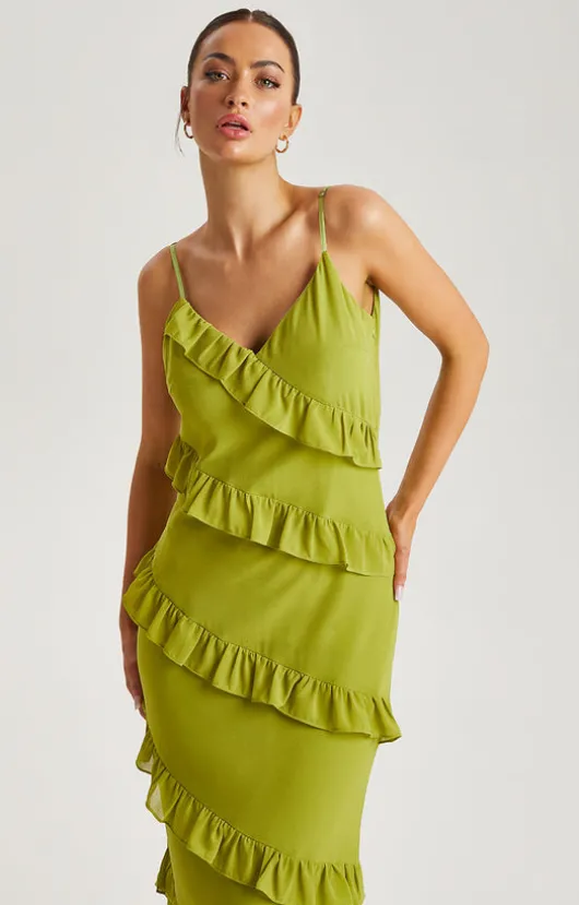 Green Ruffle Maxi Dress