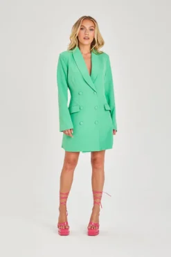 Green Slim Fit Blazer Dress