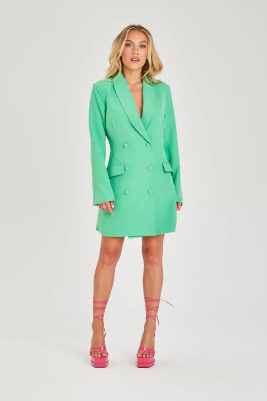 Green Slim Fit Blazer Dress