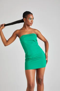 Green Strapless Tailored Dress | Urban Bliss clothing