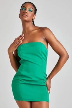 Green Strapless Tailored Dress | Urban Bliss clothing