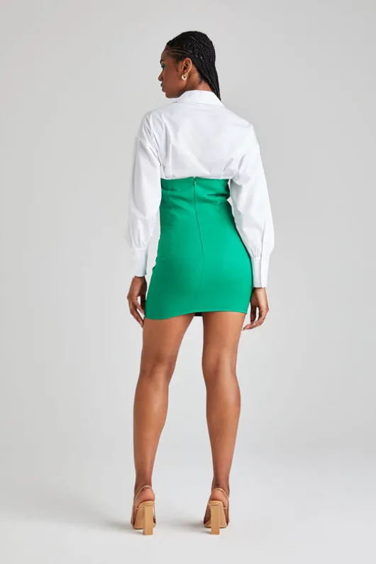 Green Strapless Tailored Dress | Urban Bliss clothing