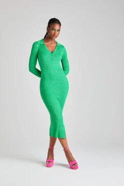 Green Twist Polo Dress