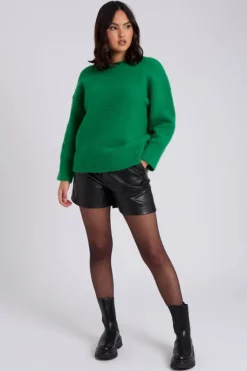 Green Wool Blend Crew Neck Jumper