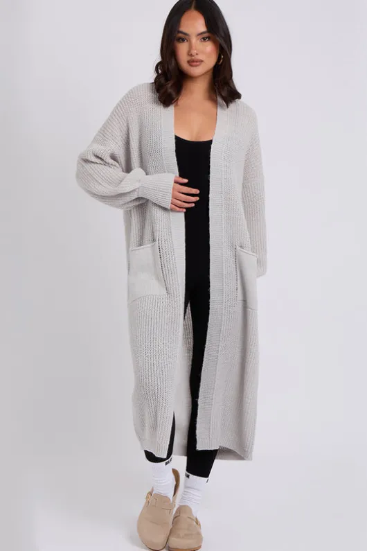 Grey Chunky Longline Cardigan