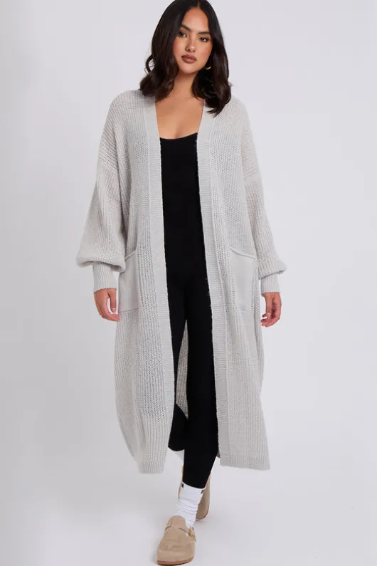 Grey Chunky Longline Cardigan