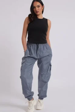 Grey Parachute Cargo Trousers | Urban Bliss clothing