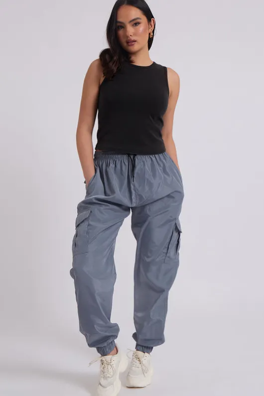 Grey Parachute Cargo Trousers | Urban Bliss clothing