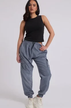 Grey Parachute Cargo Trousers | Urban Bliss clothing
