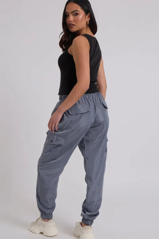 Grey Parachute Cargo Trousers | Urban Bliss clothing