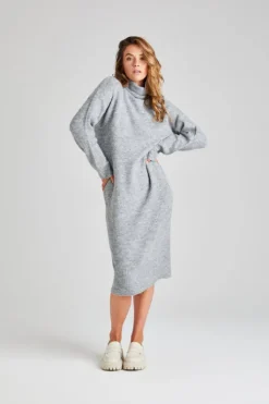 Grey Roll Neck Dress