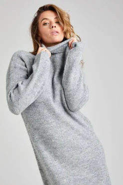 Grey Roll Neck Dress