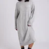 Grey Roll Neck Midi Dress