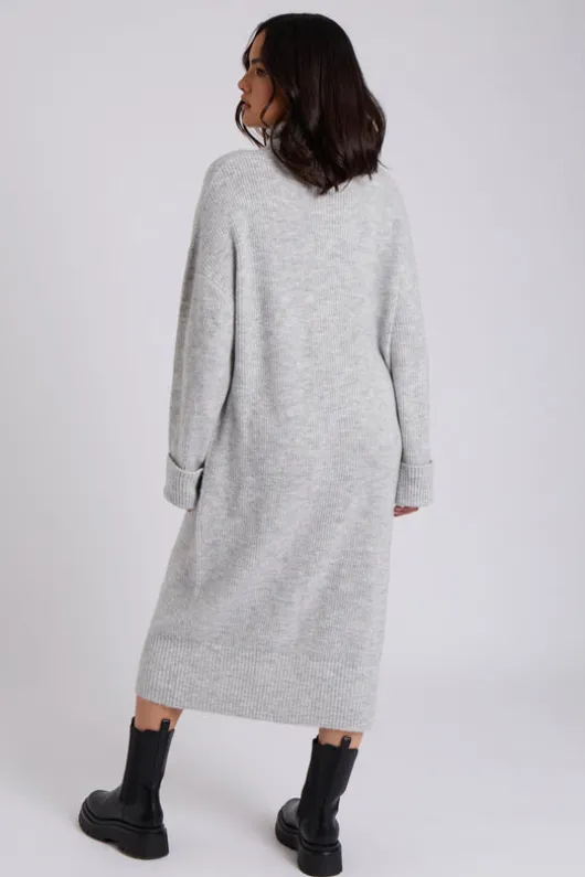 Grey Roll Neck Midi Dress