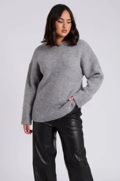 Grey Wool Blend Crew Neck Jumper