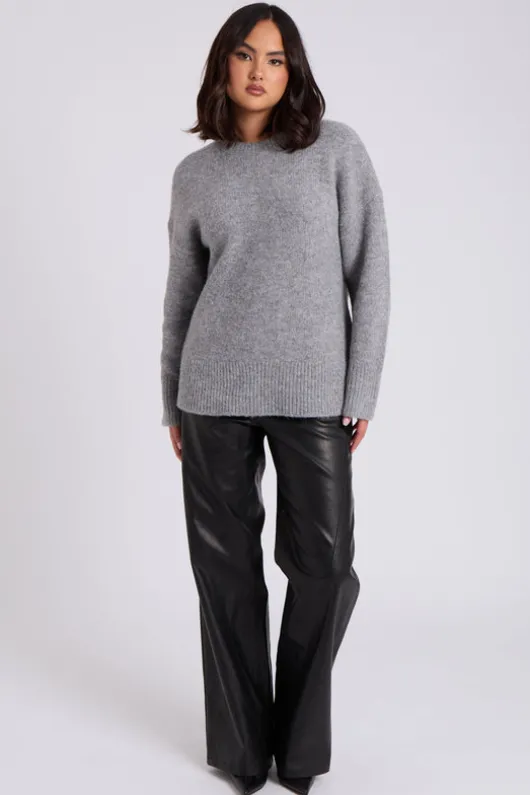 Grey Wool Blend Crew Neck Jumper