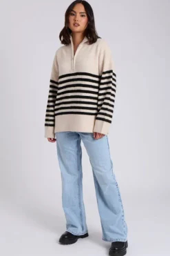 Half Zip Stripe Jumper