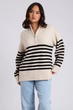 Half Zip Stripe Jumper